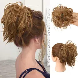 Грязные волосы пучок резинки для женщин шиньон для наращивания синтетический парик кольцо обертывание шиньон черный коричневый высокая