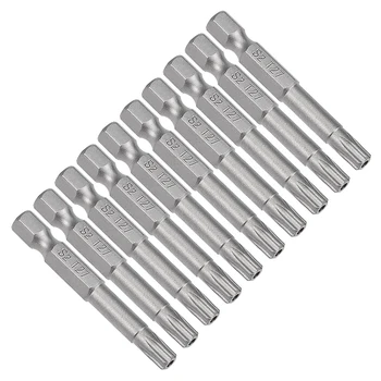 

uxcell 10 Pcs 1/4" Hex Shank T27 Magnetic Security Torx Screwdriver Bits 50mm Length