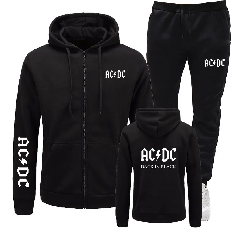 Бренд, толстовки+ штаны для мужчин, бренд AC/DC, рок-принт с графическими буквами, модная мужская спортивная одежда, повседневный мужской спортивный костюм, костюмы