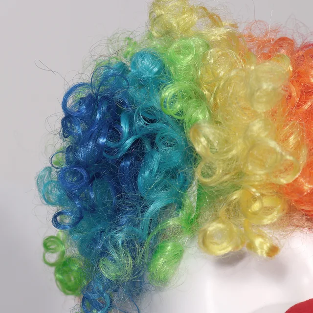 Rainbow Clown Wigs Caps Adorable Red Ball Foam Circus Clown Nose Party Halloween Kids Pretend Play Circus Costume Accessories 6