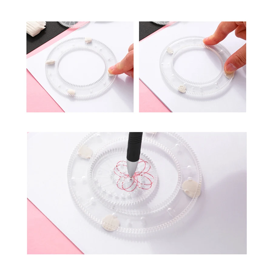 22pcs Spiral Drawing Toys Set Interlocking Gears & Wheels Geometric Ruler Drawing Accessories Creative Educational Kids Toy