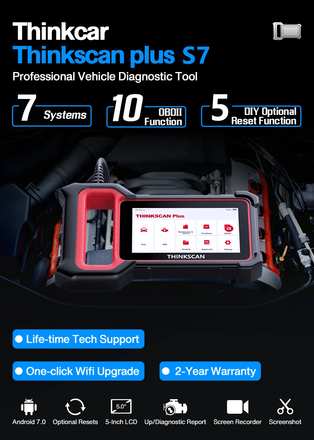 car battery charger price THINKCAR Thinkscan Plus S7 OBD2 Diagnostic Scanner Multi Systems Scan Tool 5 Reset OBDII Code Reader OBD 2 Automotive Scanner car inspection equipment for sale