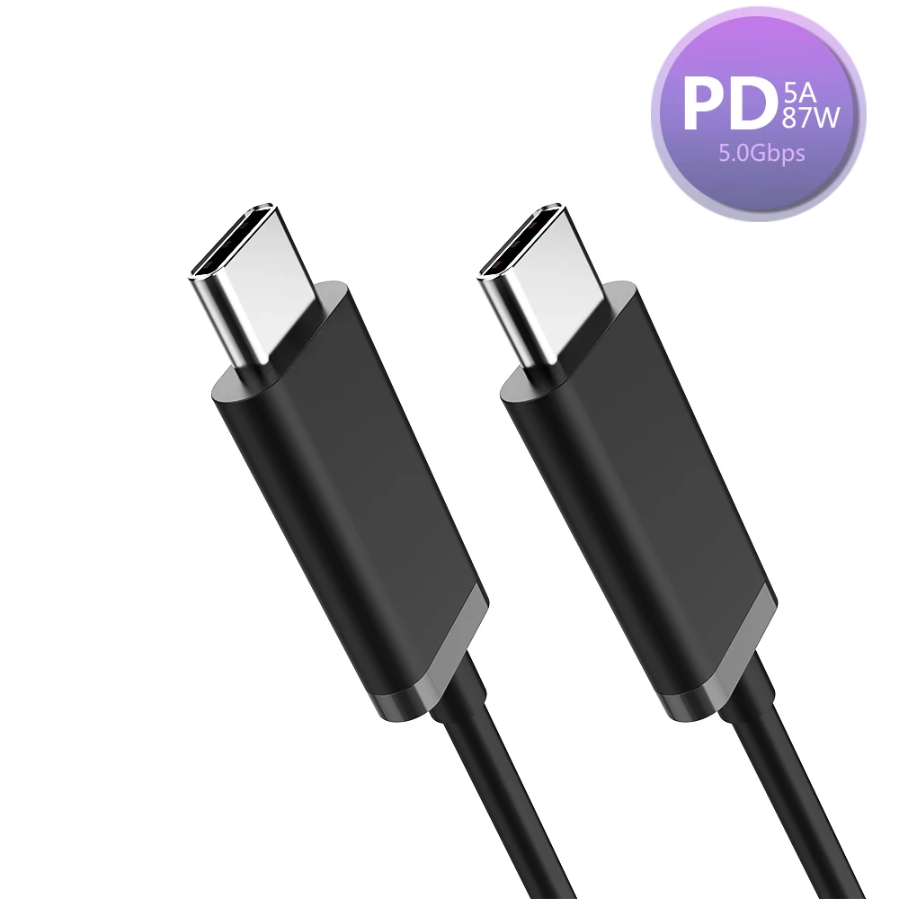 

double USB C cable 5Gbps transport 5A 87W PD charging type c to type c cabe QC3.0 data line for xiaomi huawei phone notebook