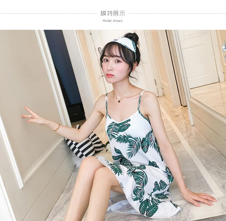 Hot Selling Multi-Hot Selling Qmilch Nightgown WOMEN'S Tank Top Thin with Chest Pad Eye Patch Cartoon Women's Household Skirt