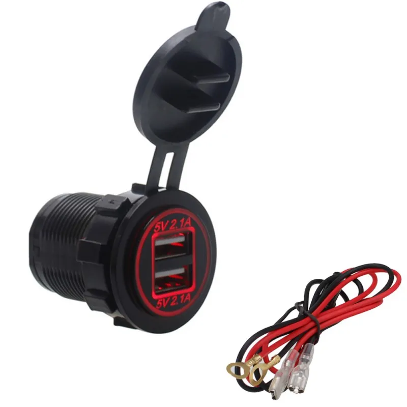 4.2A 12-24 в светодиодный USB зарядное устройство для мотоцикла Авто Грузовик ATV Лодка автомобиль двойной USB разъем зарядное устройство адаптер питания розетка мощность - Название цвета: Red