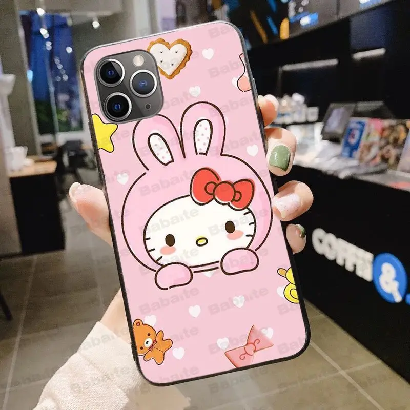 Hello kitty черный мягкий чехол для телефона из ТПУ чехол для iPhone X XS MAX 6 6s 11pro 7plus 8Plus 5S SE XR чехол - Цвет: A7