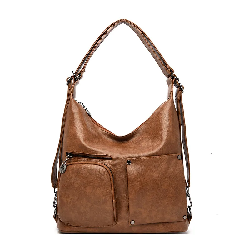 Brown Кожаная сумка Sac A Dos, роскошные сумки, женские сумки, дизайнерские сумки, высокое качество, женские сумки через плечо для женщин - Цвет: Brown