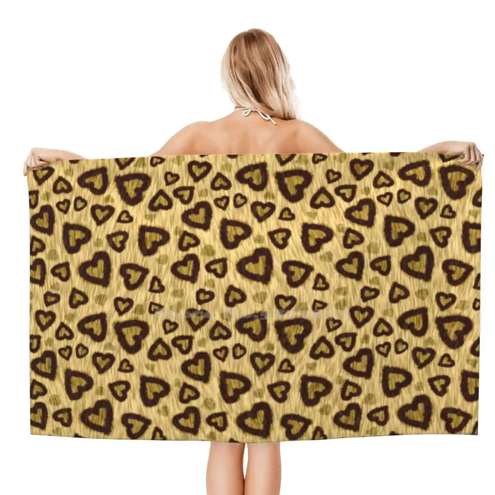 Leopard Heart 01 Asciugamani Da Spiaggia Asciugamani Sportivi Ad Asciugatura Rapida Leopard Heart Animal Fur Wild Savage Feline Valentincourse Vday Tr