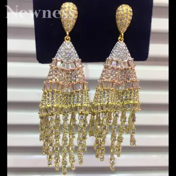 

Newness Water drop Tassels DUBA African Bride Earrings Jewelry For Women Geometric Earring 2020 Brincos Female DIY Jewelry