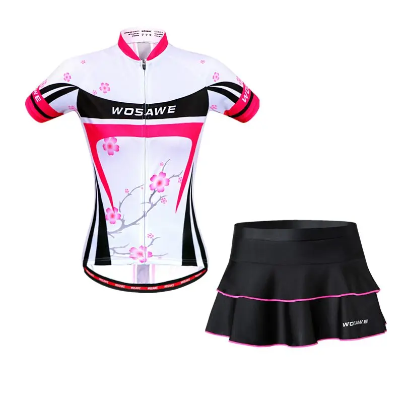 WOSAWE Летняя женская мини юбка+ рубашка Ropa Ciclismo Велоспорт Джерси наборы дышащий MTB велосипед одежда с коротким рукавом Одежда - Цвет: BL101BC271