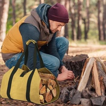 

Canvas Firewood Match Carrier Storage Tote Log Camping Outdoor Holder Carry Camping Picnic Outdoor Firewood Bag