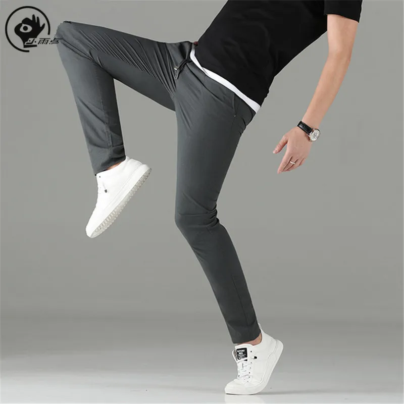 

Little Rain 2020 Summer Men's Trousers Thin Breathable Lightweight Casual Pants Men Ultra-thin Small Feet Male Pencil Pants