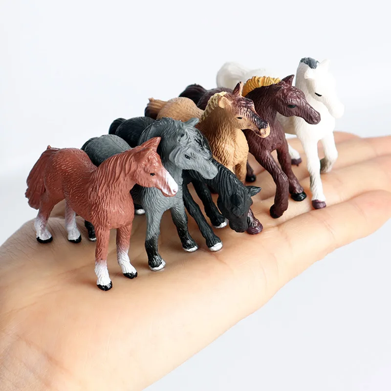 6pcs/set Small Horse Animal Figure Collectible Toys Wild Animal