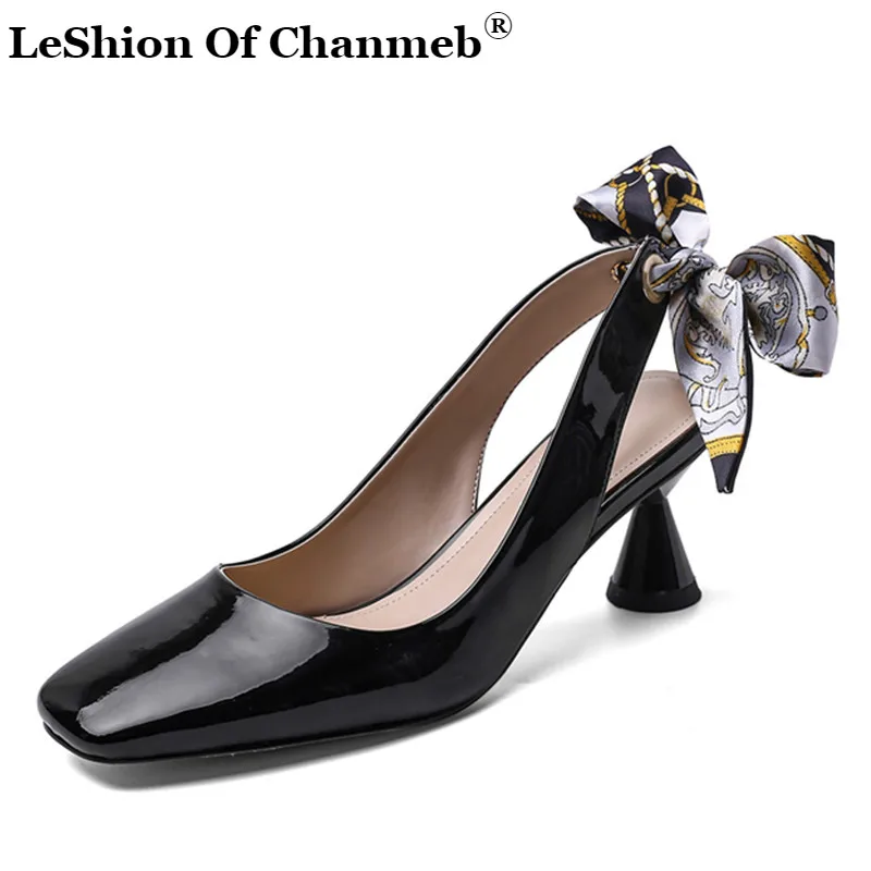 

Brand Design Twilly Bow-tie Pumps Women Spring Summer Square Toe Special Heels Basic Party Casual Shoes Woman Slingback Pumps