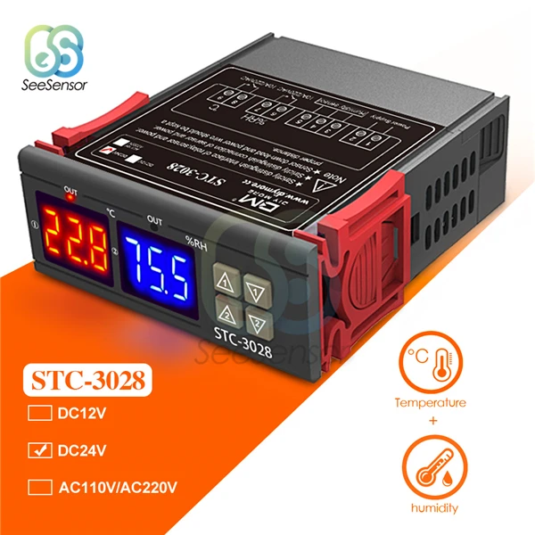 STC-3028 DC 24V SHT2000 AC 110 220 V DC 12 V-72 V Цифровой регулятор температуры и влажности Домашний холодильник-термостат Гигростат Термометр Гигрометр регулятор влажности контроллер температуры - Цвет: STC-3028 DC 24V