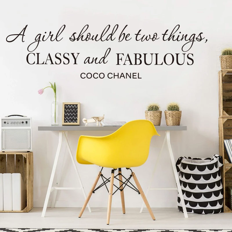 Large A Girl Should Be Classy Fabulous Quote Chane Wall Sticker Nursery Girl Room Inspiational Coco Quote Wall Decal  (2)