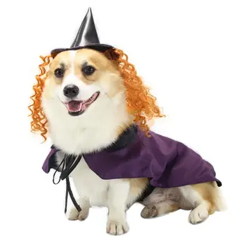 

Halloween Witch Purple Cloak Transfiguration Crossdresser Costume Soft Pet Dog Suit Lightweight Comfortable Itch-Free