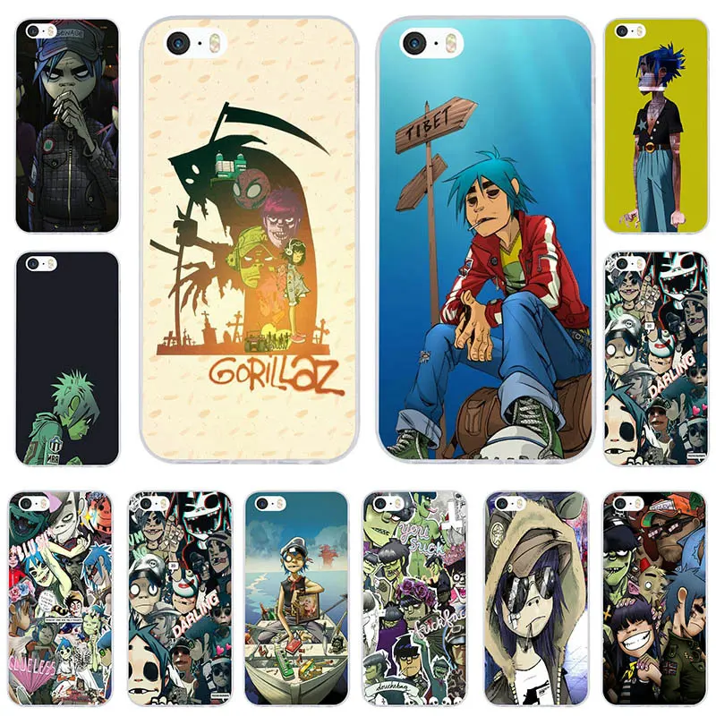 Fashion Gorillaz Soft TPU Silicone Transparent Moible Phone Cases for iPhone X 7 6 6s 8 Plus 4 4S 5 5S SE 5C Coque Shell Bags | Мобильные