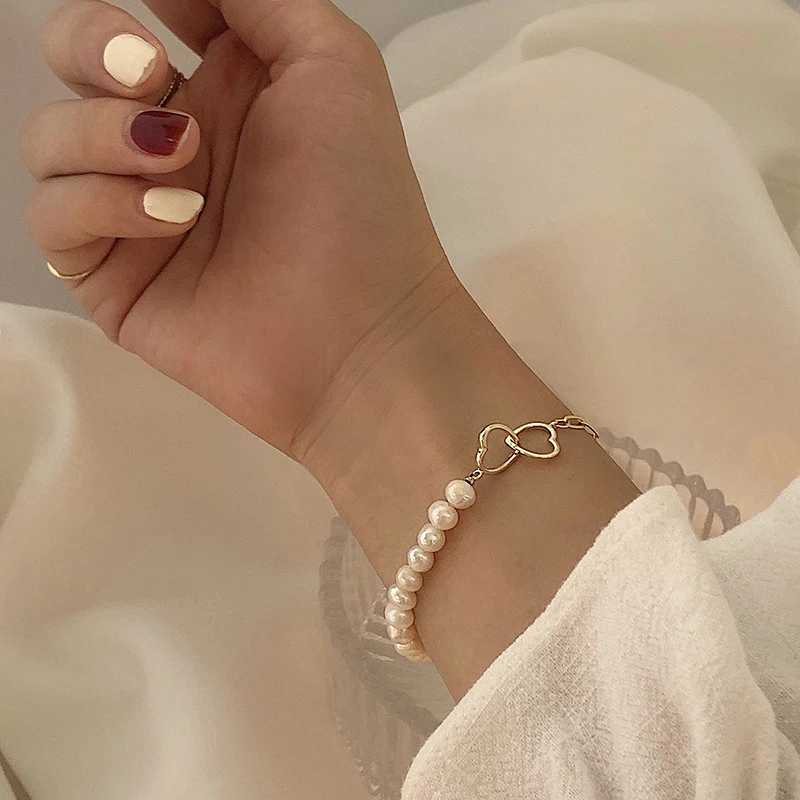 Stainless Steel Hear Splicing Pearl Bracelets For Woman - Image 4