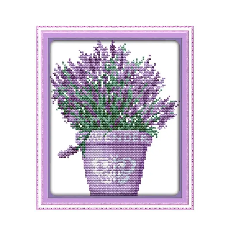 Набор для вышивки крестиком с изображением лавандовых растений 14ct 11ct|handmade