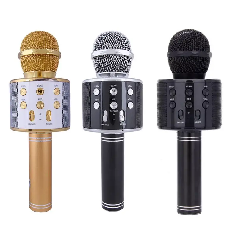 WS858 беспроводной Bluetooth караоке микрофон стерео микрофон KTV USB динамик плеер