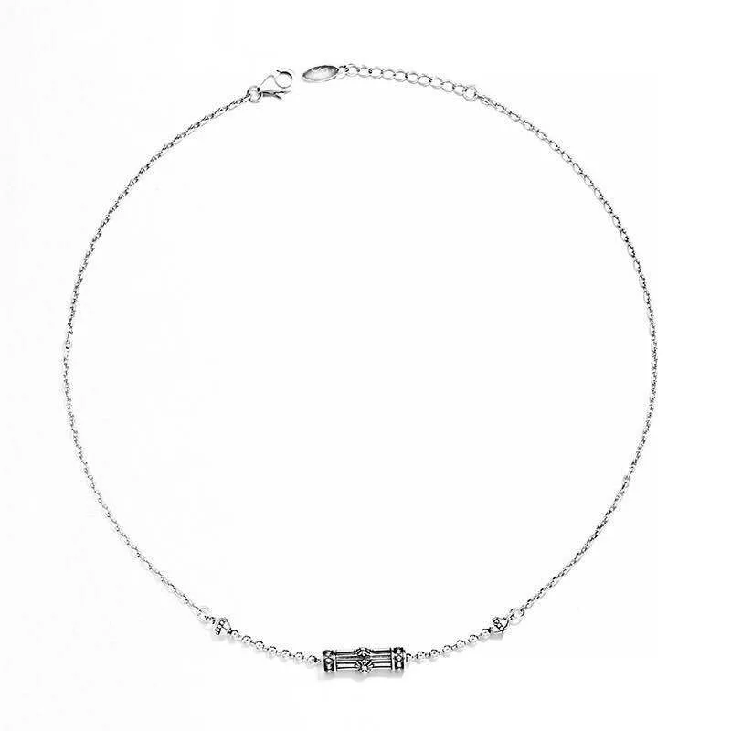 Mewanry 925 Sterling Silver Couples Necklace for Women New Fashion Vintage Party Creative Cylinder Clavicle Chain Jewelry Gifts - Image 2