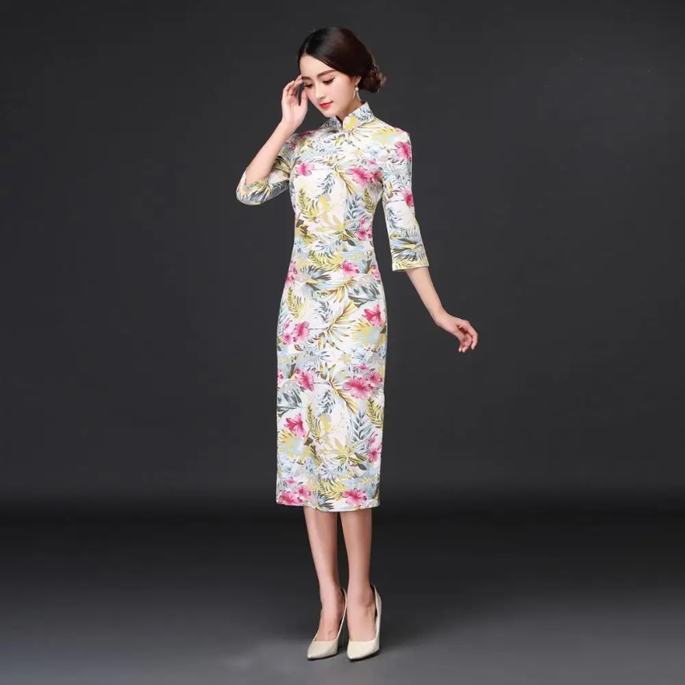 Длинное платье Cheongsam, сексуальное свадебное китайское традиционное платье cheongsam, женское хлопковое и Гламурное свадебное платье cheongsam - Цвет: style P