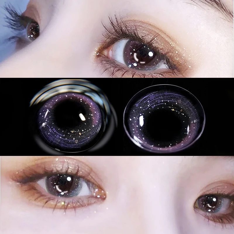 Contact Lenses For Eyes Myopia yearly one Pair Colored Lenses Soft Dioptric Eye Contacts With Color Blue Purple Cosmetic Lens