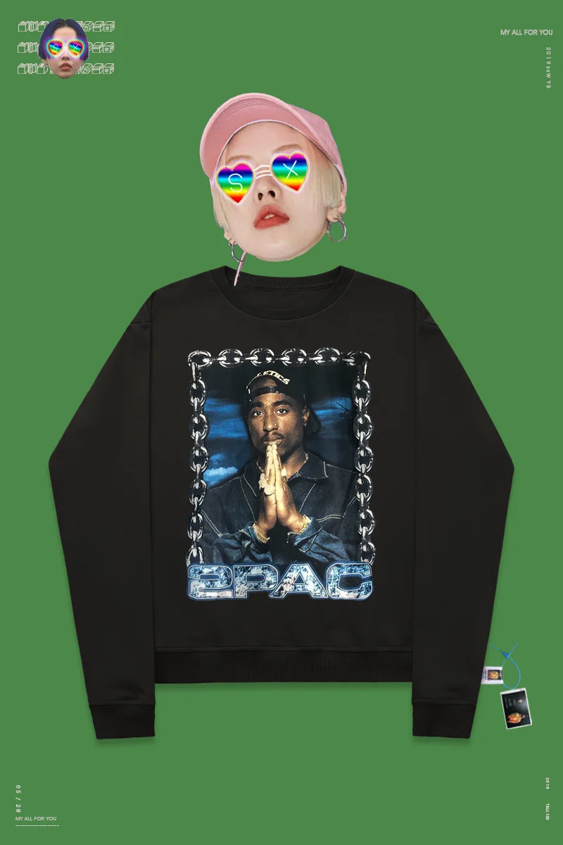 Oldschool стиль свитшоты дать приветствие бандит банды рэп 2pac круглый вырез ничего Полночь мужской хип-хоп толстовки