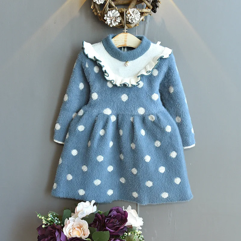 Tanie Baby Mink sweter polarowy Girl Dress odzież dziecięca jesienno-zimowa 2020
