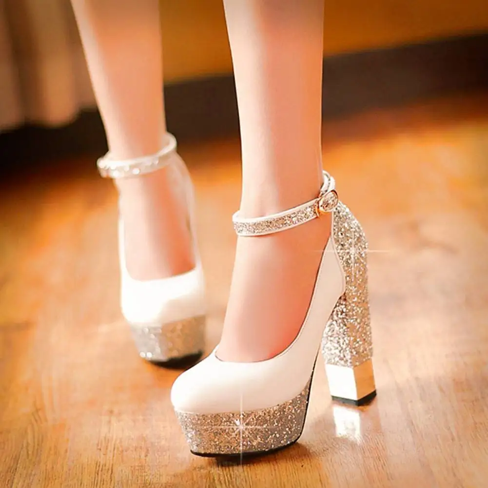 SARAIRIS New Top Quality Large Size 32-43 Bling Upper Pumps Shoes Women High Heels Sexy Party Wedding Bride Shoes Woman
