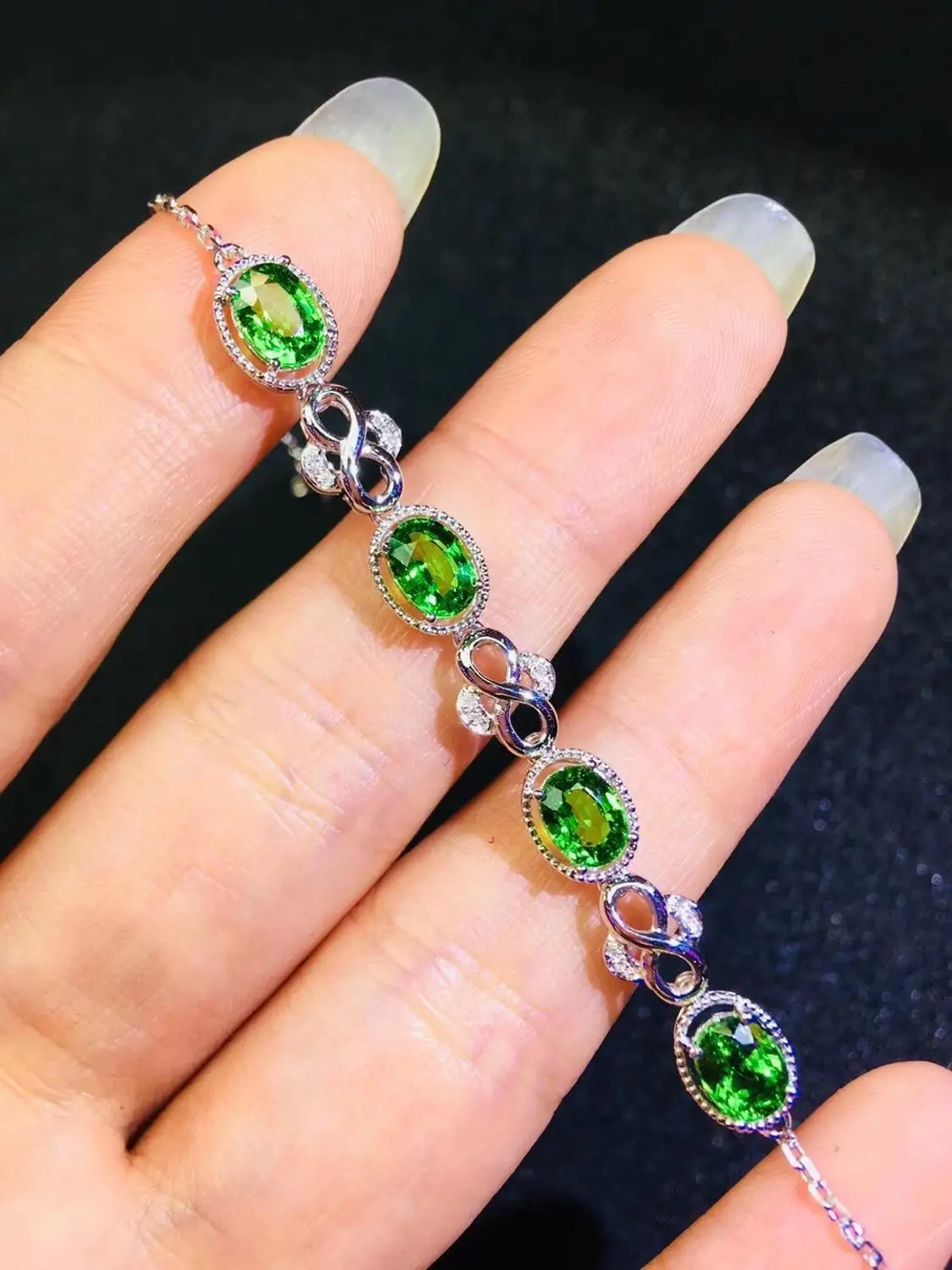 T702 Fine Jewelry Gold AU750 G18K 100% Natural 4.0ct Tsavorite Gemstones Jewellery Bracelets for women | Украшения и аксессуары