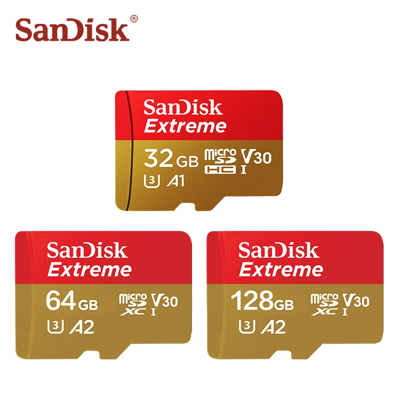 Оригинальная карта памяти SanDisk, 256 ГБ, 128 ГБ, экстремальная Micro SD карта A2 A1 V30 U3, флеш-карты, 64 ГБ, 32 ГБ, TF карта, 128 ГБ, память Microsd