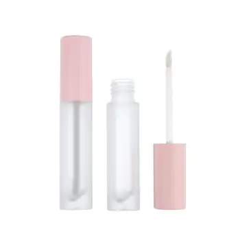 

1Pc Pink Lip Gloss Tube Empty Plastic Lip Balm Bottle With Clear Body Small Lipstick Samples ABS Vials Cosmetics Container Round