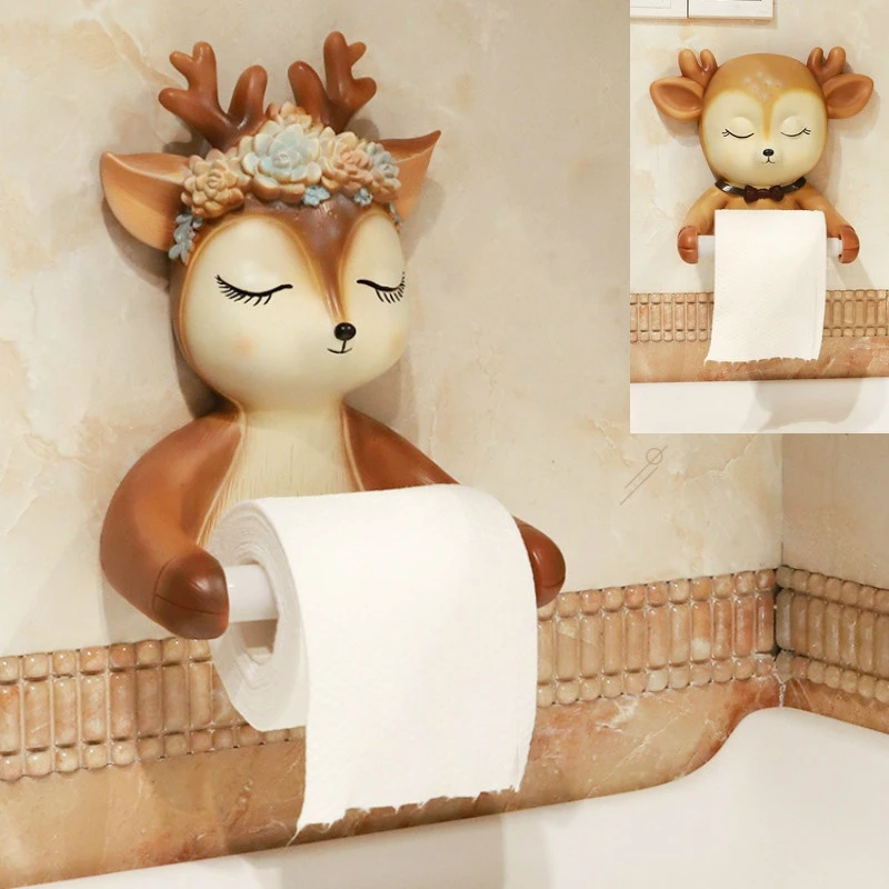 Punch free Cartoon Animal Creative Home Roll Paper Box Roll Holder  Decoration Roll Paper Tube Toilet Tissue Box Wall Hanging|Paper Holders| -  AliExpress