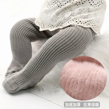 

Winter solid color boys and girls children's thick needle, velvet soft thickening pantyhose