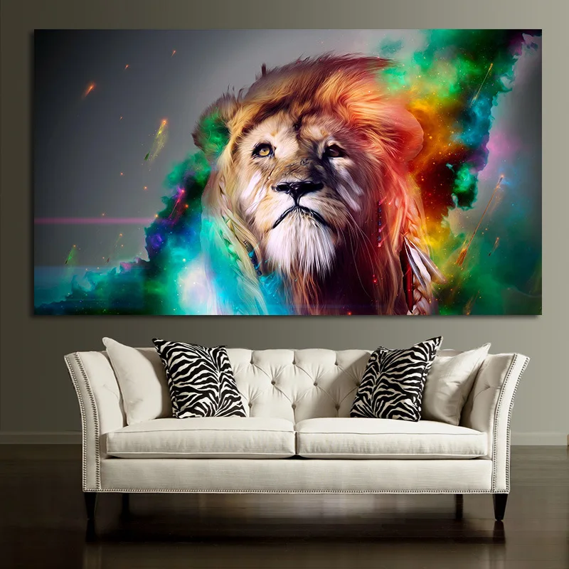 

Watercolor Abstract Animals Lion Oil Painting on Canvas Posters and Prints Cuadros Wall Art Pictures For Living Room