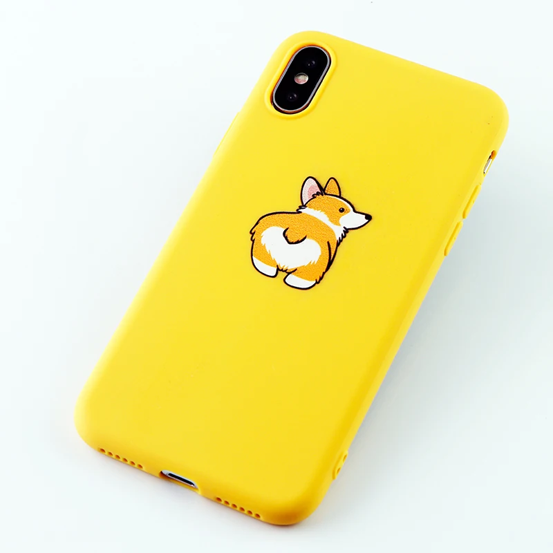 Чехол для телефона Corgi s для iPhone Pro 6s 7 8 11 Plus X XS чехол для MAX XR забавная Милая собачья попка Мягкие силиконовые приспособленные аксессуары для задней крышки - Цвет: 8605-yellow