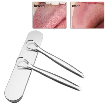 

1PC Iron Box Packaging Useful Tongue Scraper Stainless Steel Oral Tongue Cleaner Medical Mouth Brush Reusable Fresh Breath Maker