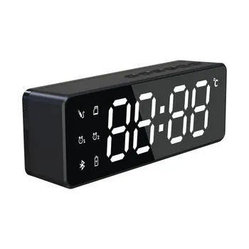 

Square Mirror LED Display Alarm Clock Bedside Wireless Bluetooth Speaker Card Portable Radio Alarm Clock Personality Creative