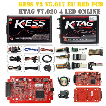 

KESS V2 V5.017 Full Kit EU Red ECM Titanium Winols KTAG V7.020 4 LED Online Master Version ECU OBD car truck Ecu Chip Turning
