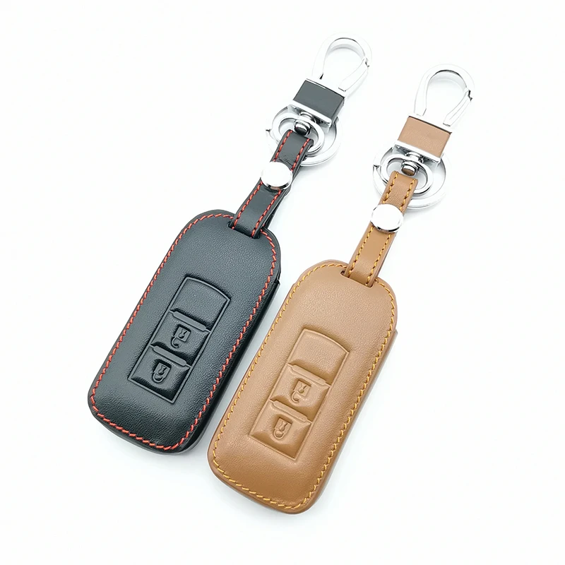 Soft Leather Key Fob Case Cover Skin Set for Mitsubishi Outlander ASX RVR AXR Native Pajero