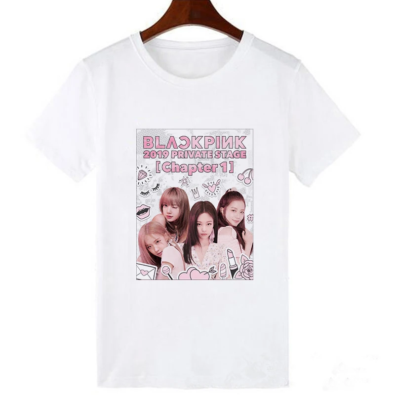 Lei SAGLY модная Корейская Kpop черная розовая футболка с принтом Kill This Love, женская футболка Kawaii Camisas Mujer, футболка Tumblr Femme размера плюс - Цвет: 19bk1566-white