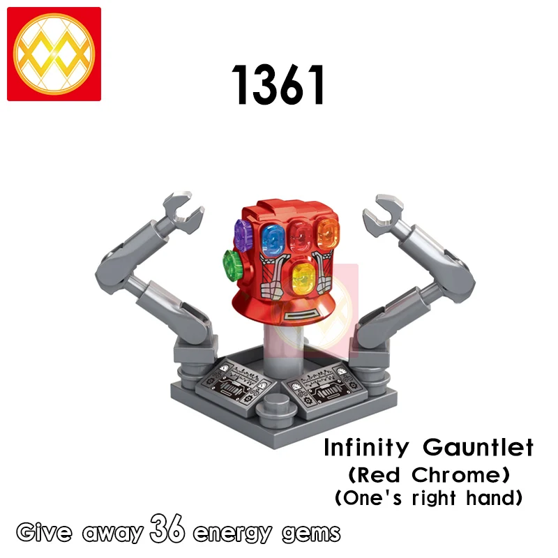

Wholesale 20 PCS Iron Man Infinity Gauntlet With 36 Infinity Power Stones Thanos Hulk Building Blocks Toys For Kids XH1361