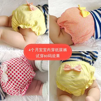

Toddler Baby Girl Cotton Cute Breathable Soft Dot Print Underwear Panties Briefs with Bowknot Reusable Pants Panties Nappy 0-4T