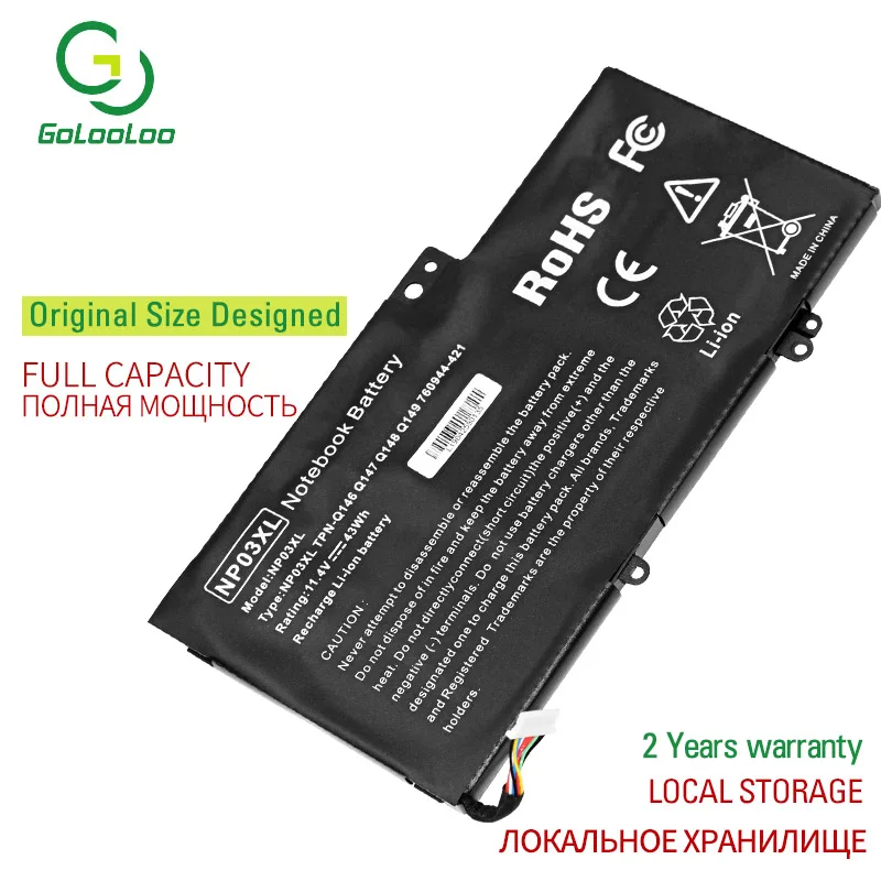 11 4 V 43WH Новая батарея для ноутбука NP03XL HP Pavilion X360 13-A010DX фотосессия 760944-421 15-U010DX |