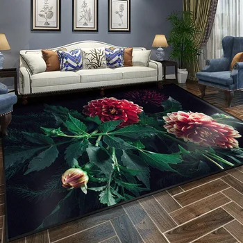 

New Chinese art flower style carpet 3d print bedroom living room large rug non-slip colorful floral carpet parlor soft floor mat