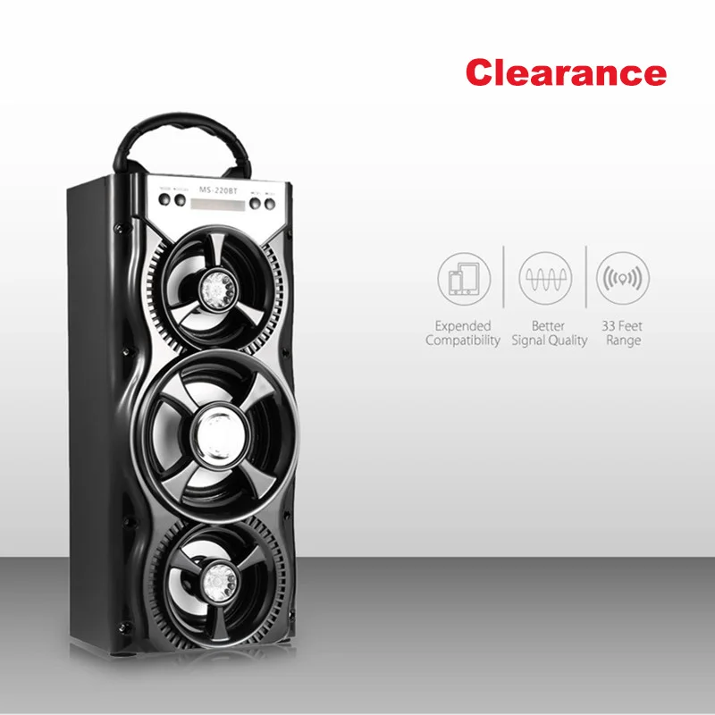 GBTIGER MS 220BT портативный Bluetooth динамик fm радио AUX ЖК экран светодиодный сверкающий TF