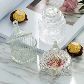 

Crystal Glass Candy Jars Spices Snacks Seasoning Cans Storage Tanks Coffee Sugar Container Kitchen Supplies Glass Jars and Lids