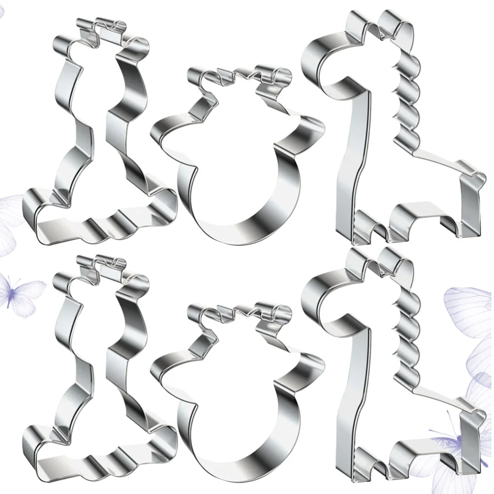 6pcs Giraffe Shape Cookie Cutters Molds Stainless Steel Fruit Cutters Baking Molds for Home Kitchen Bakery (Random Pattern)